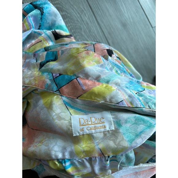 Vintage Da Rue of‎ California Blouse Pastel Silky Abstract Print Top Spring l - Picture 4 of 7